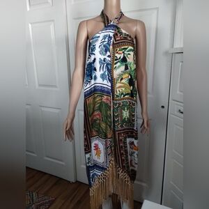 Farm Rio Mixed Scarves Cross Front Maxi Dress XS